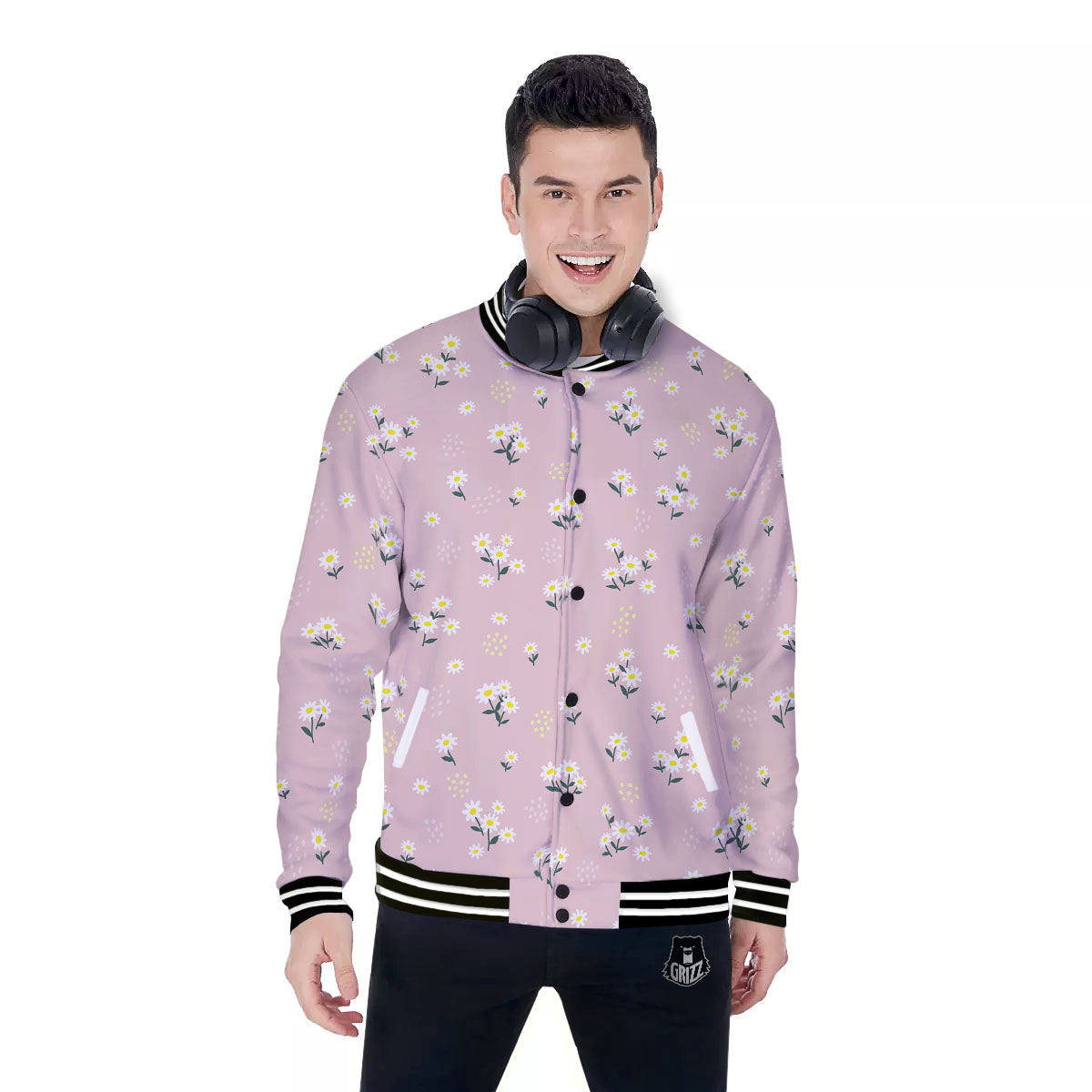 Flower Girly Spring Print Pattern Baseball Jacket-grizzshop
