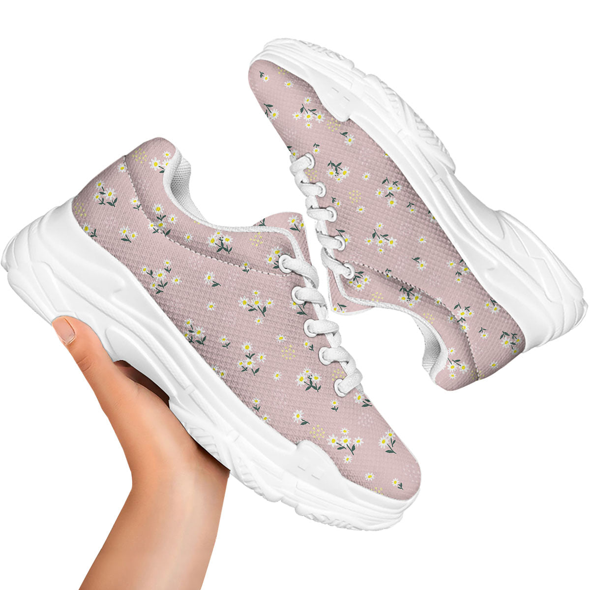 Flower Girly Spring Print Pattern White Chunky Shoes-grizzshop