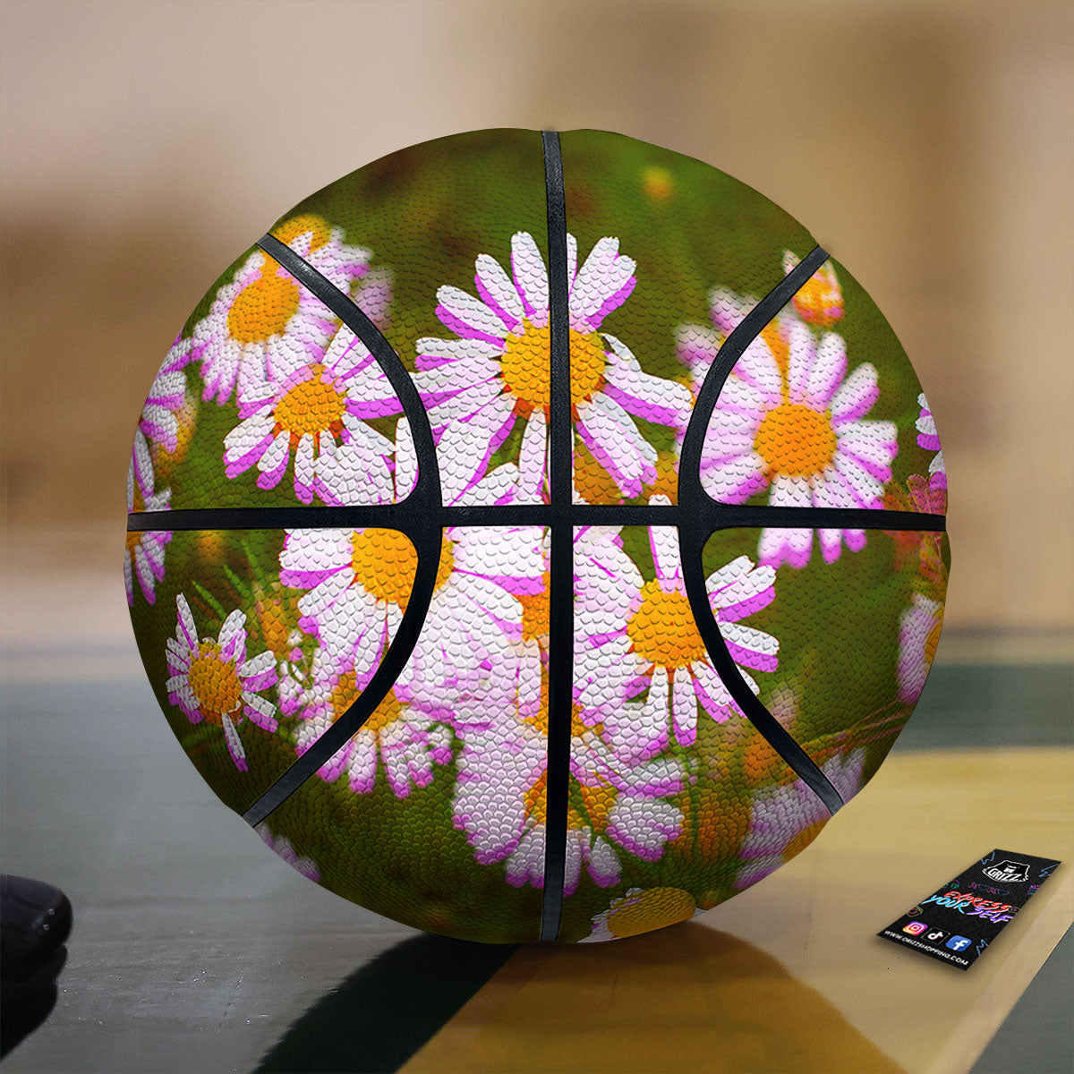 Flower Glitch Daisy Print Basketball-grizzshop