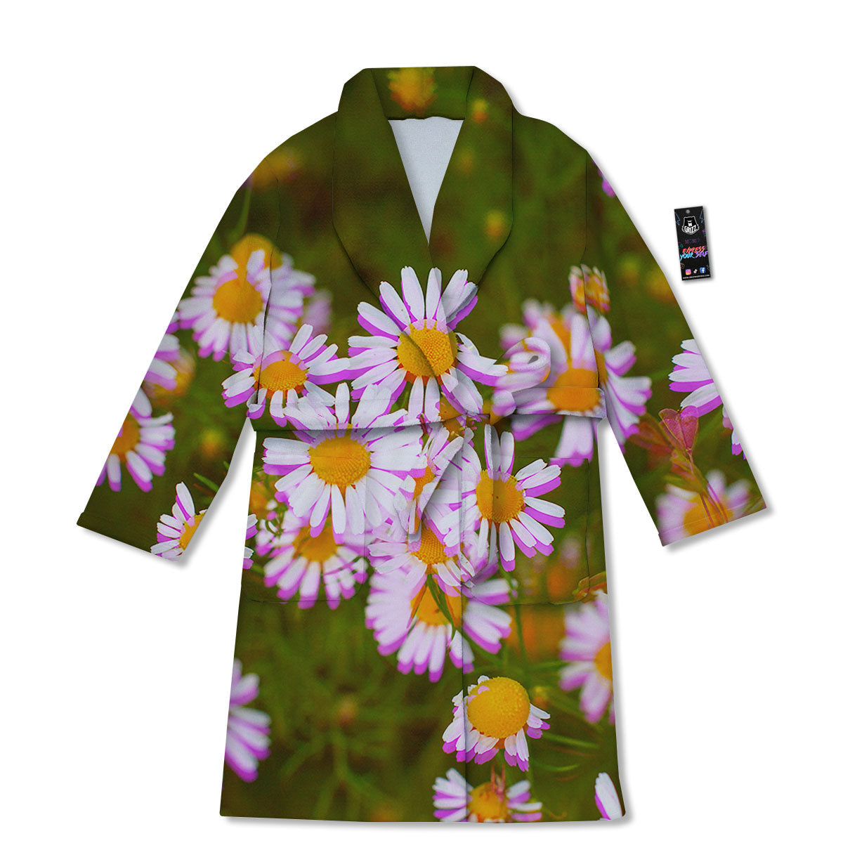 Flower Glitch Daisy Print Bathrobe-grizzshop