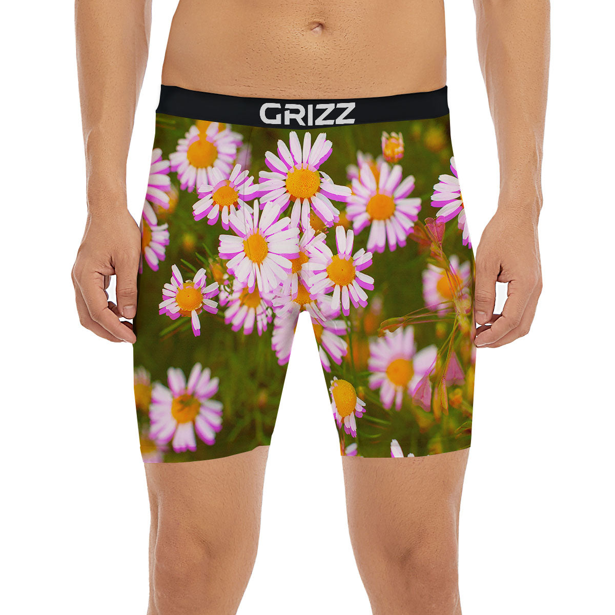 Flower Glitch Daisy Print Boxer Briefs-grizzshop
