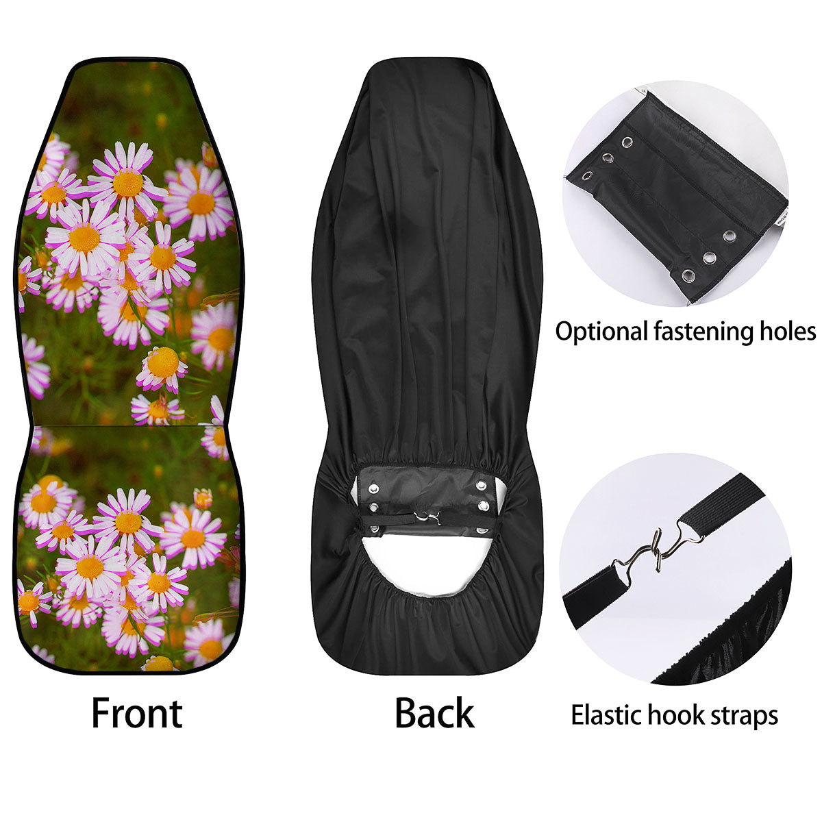 Flower Glitch Daisy Print Car Seat Covers-grizzshop