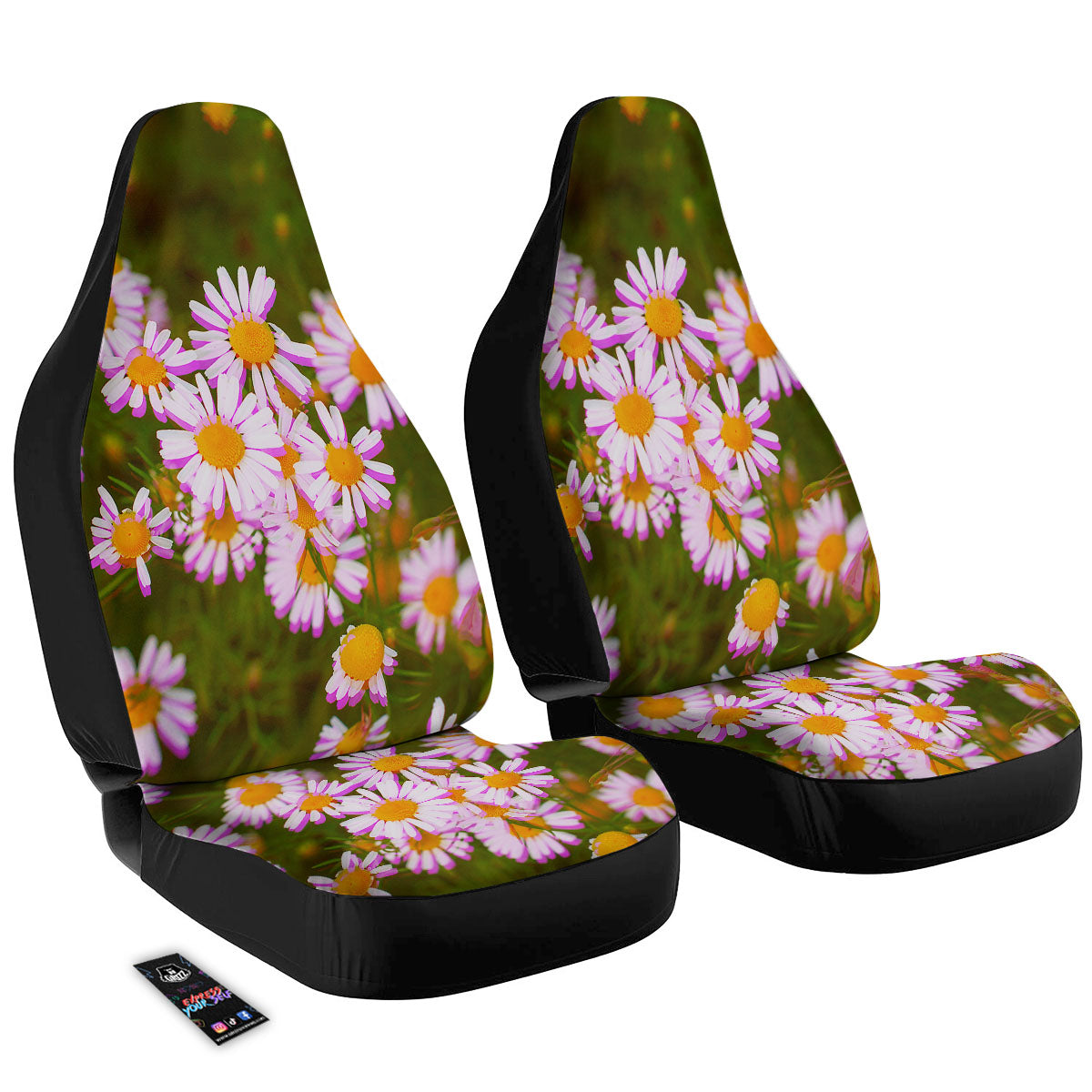 Flower Glitch Daisy Print Car Seat Covers-grizzshop