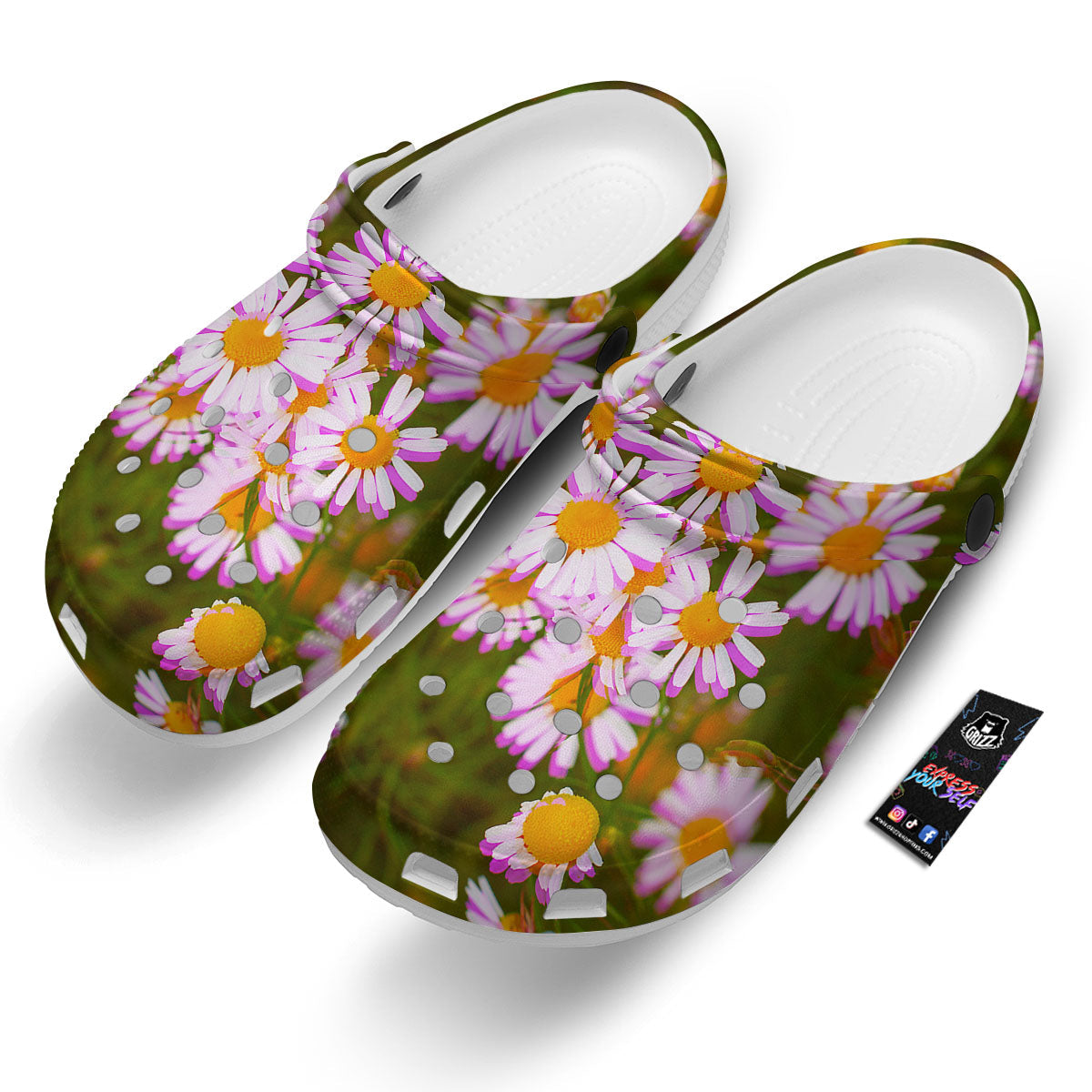 Flower Glitch Daisy Print Clog-grizzshop