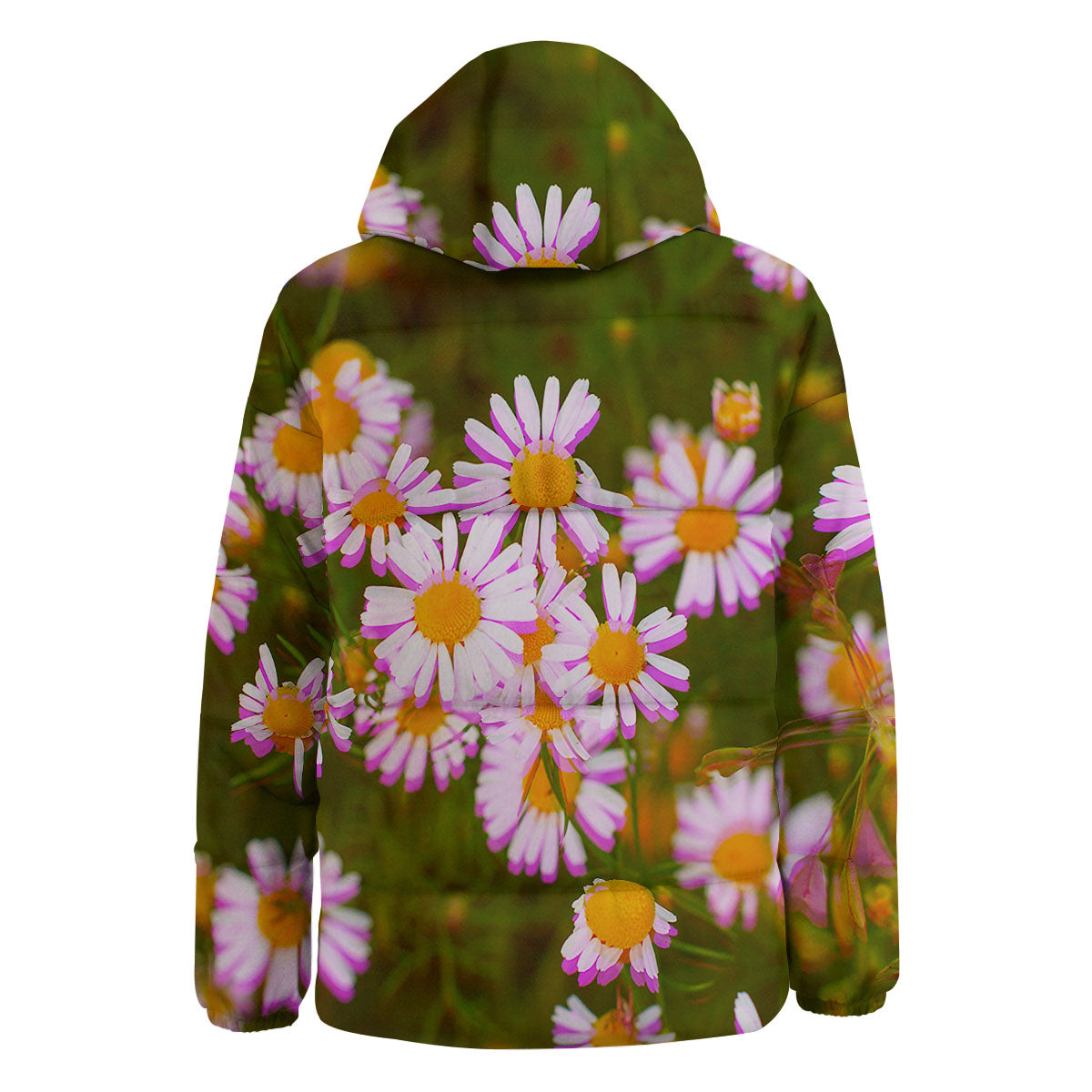 Flower Glitch Daisy Print Down Jacket-grizzshop