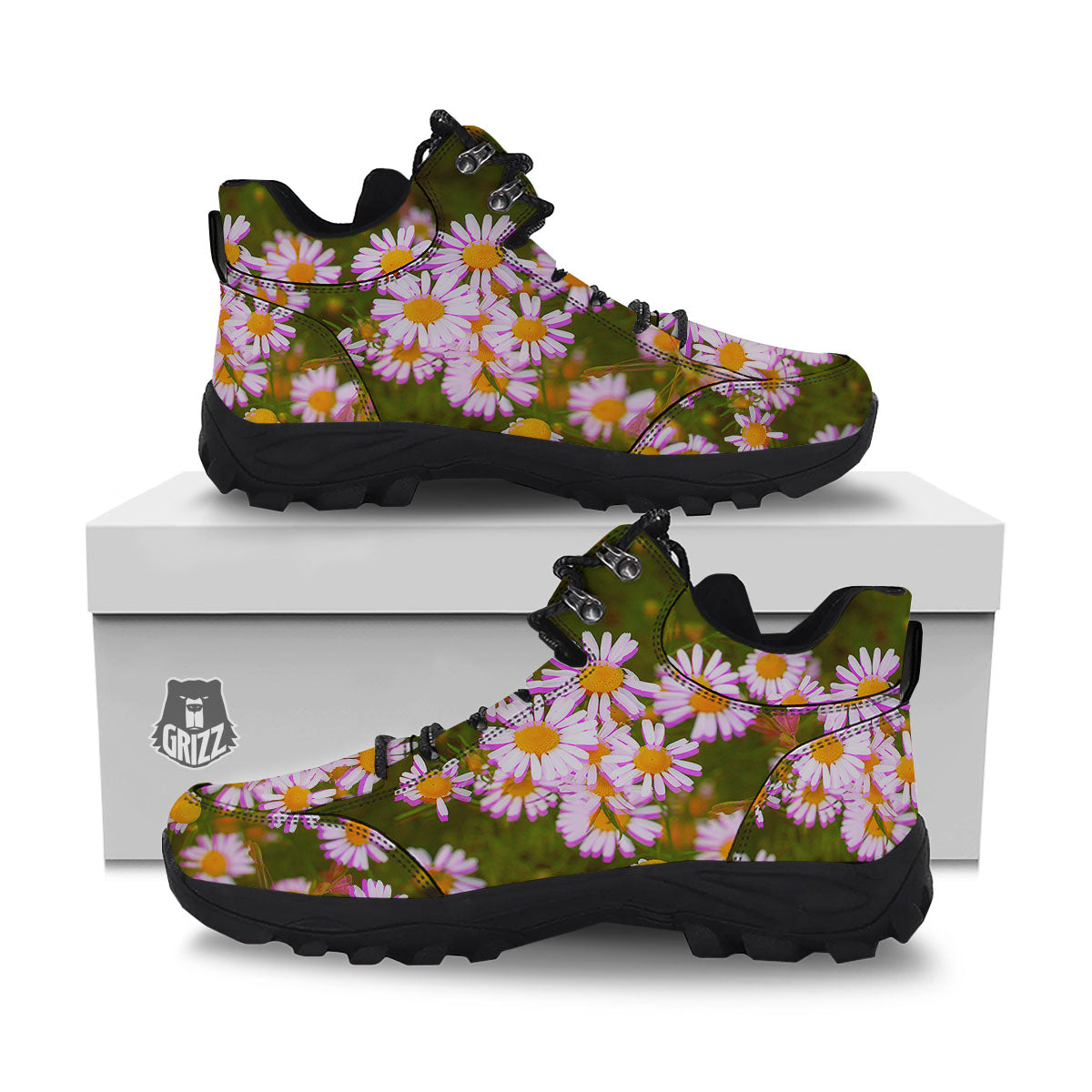 Flower Glitch Daisy Print Hiking Shoes-grizzshop