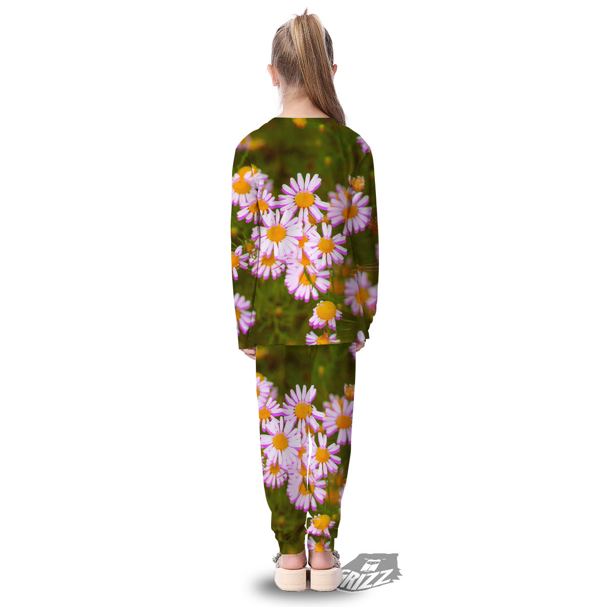 Flower Glitch Daisy Print Kid's Pajamas-grizzshop