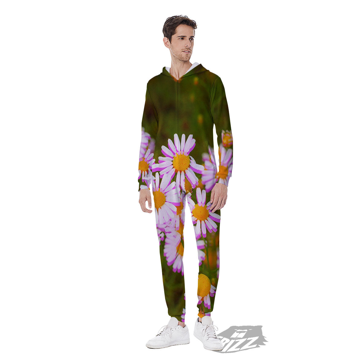 Flower Glitch Daisy Print Men's Jumpsuit-grizzshop
