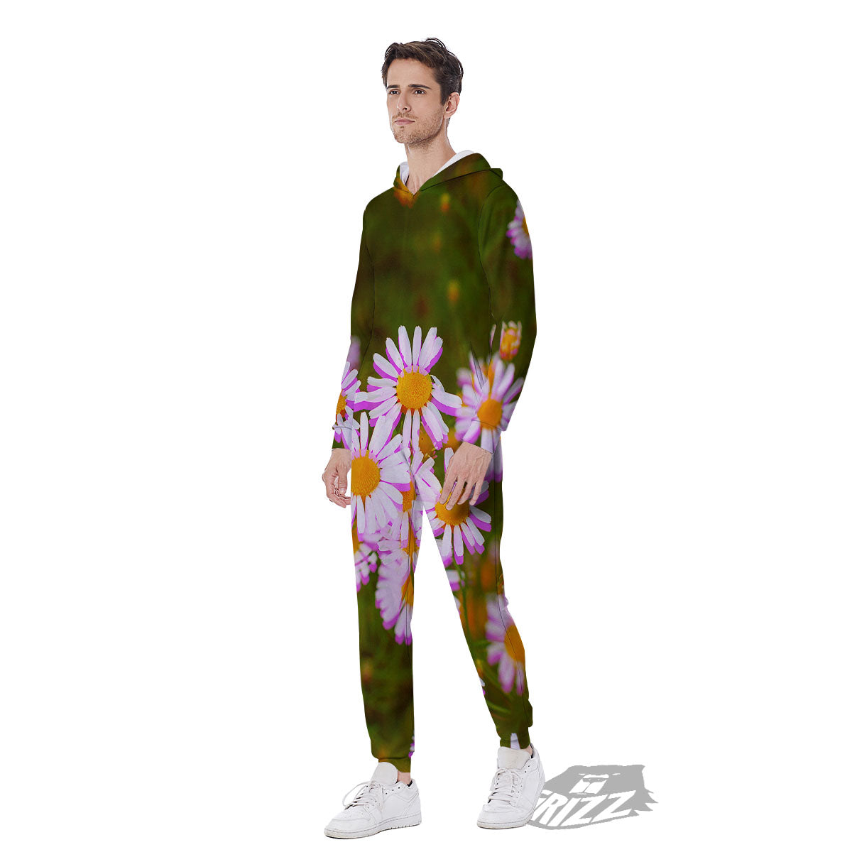 Flower Glitch Daisy Print Men's Jumpsuit-grizzshop