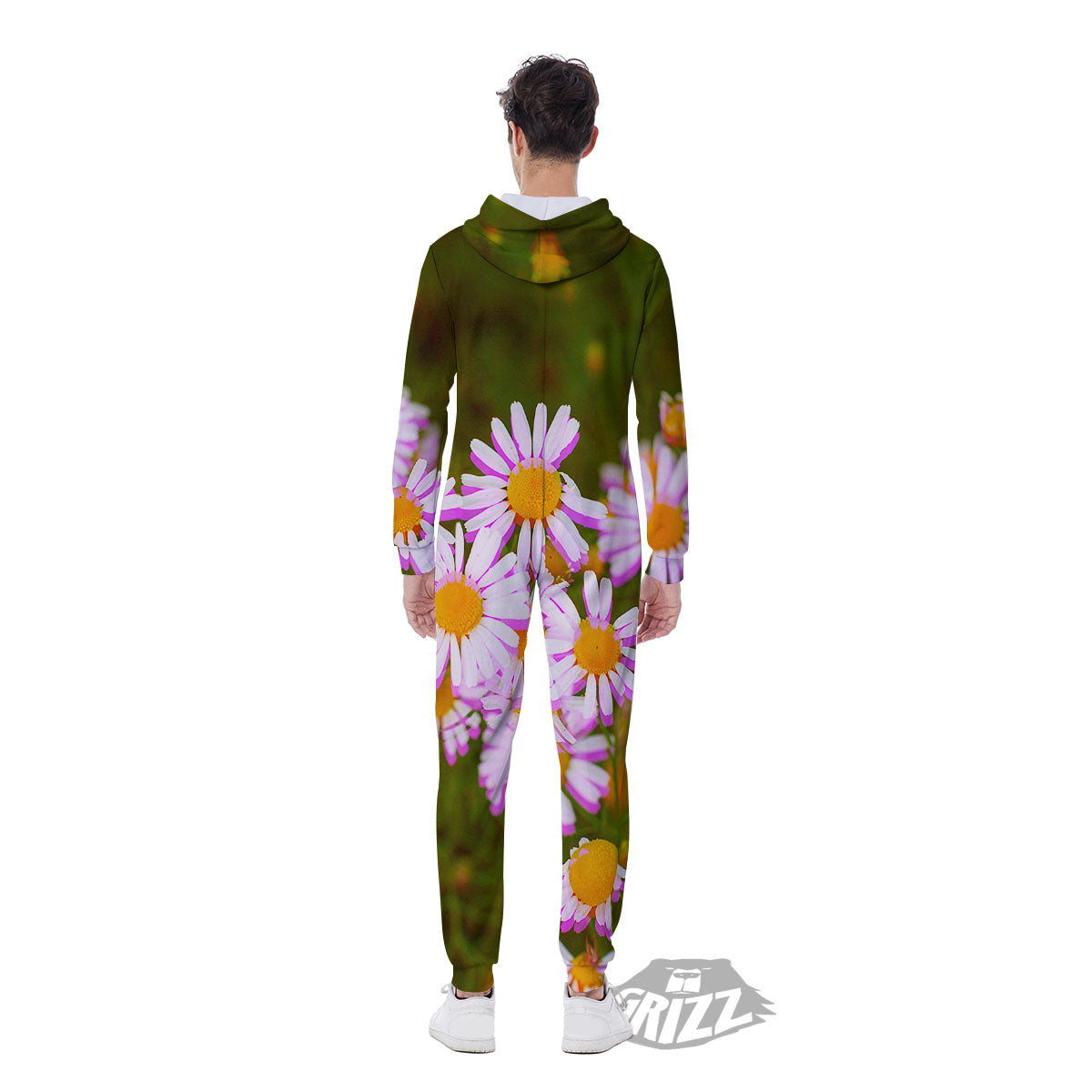Flower Glitch Daisy Print Men's Jumpsuit-grizzshop