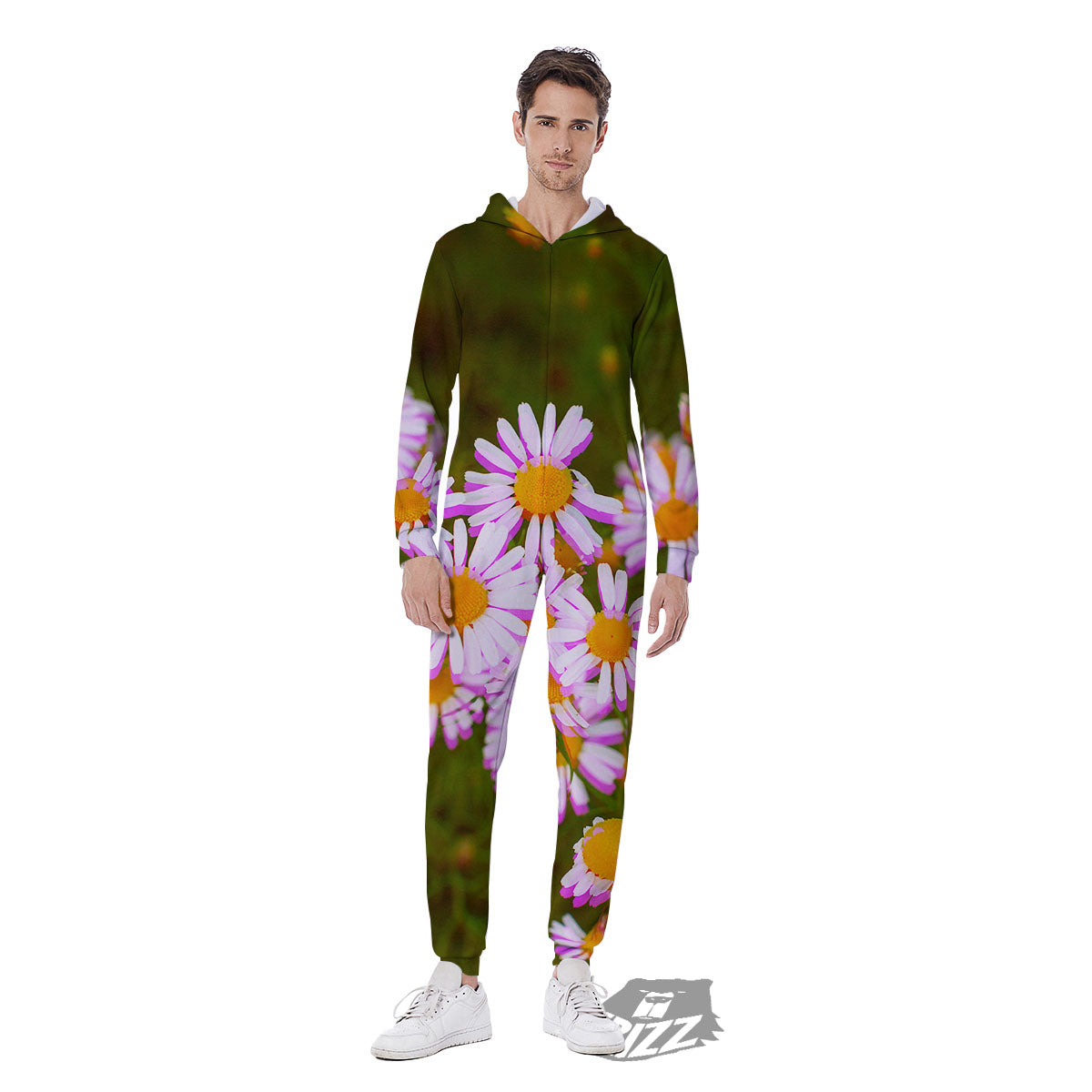 Flower Glitch Daisy Print Men's Jumpsuit-grizzshop