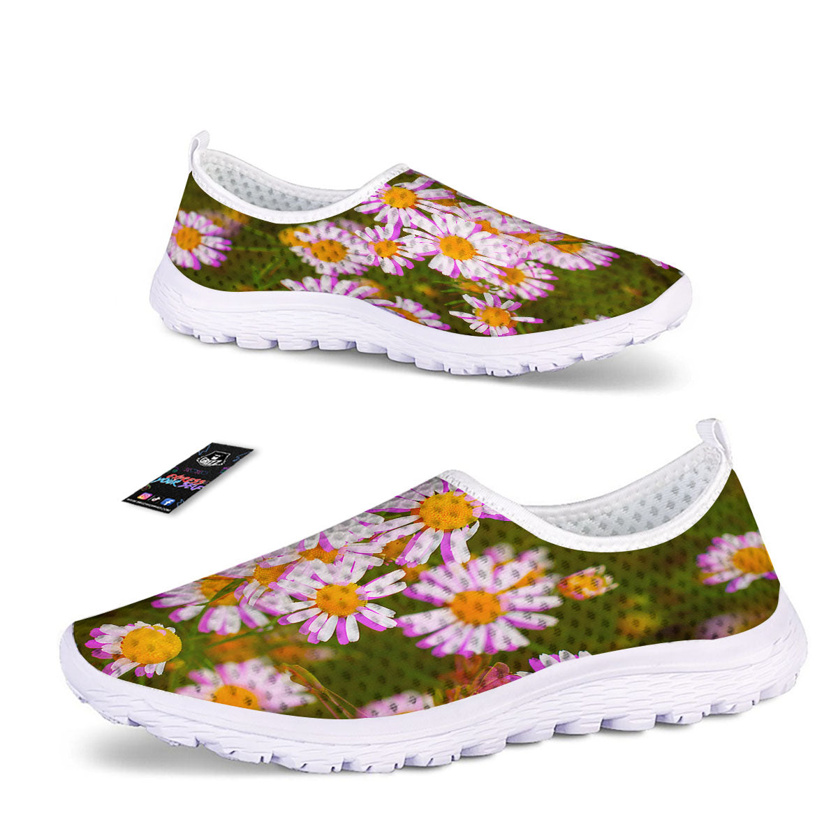 Flower Glitch Daisy Print Nurse Shoes-grizzshop