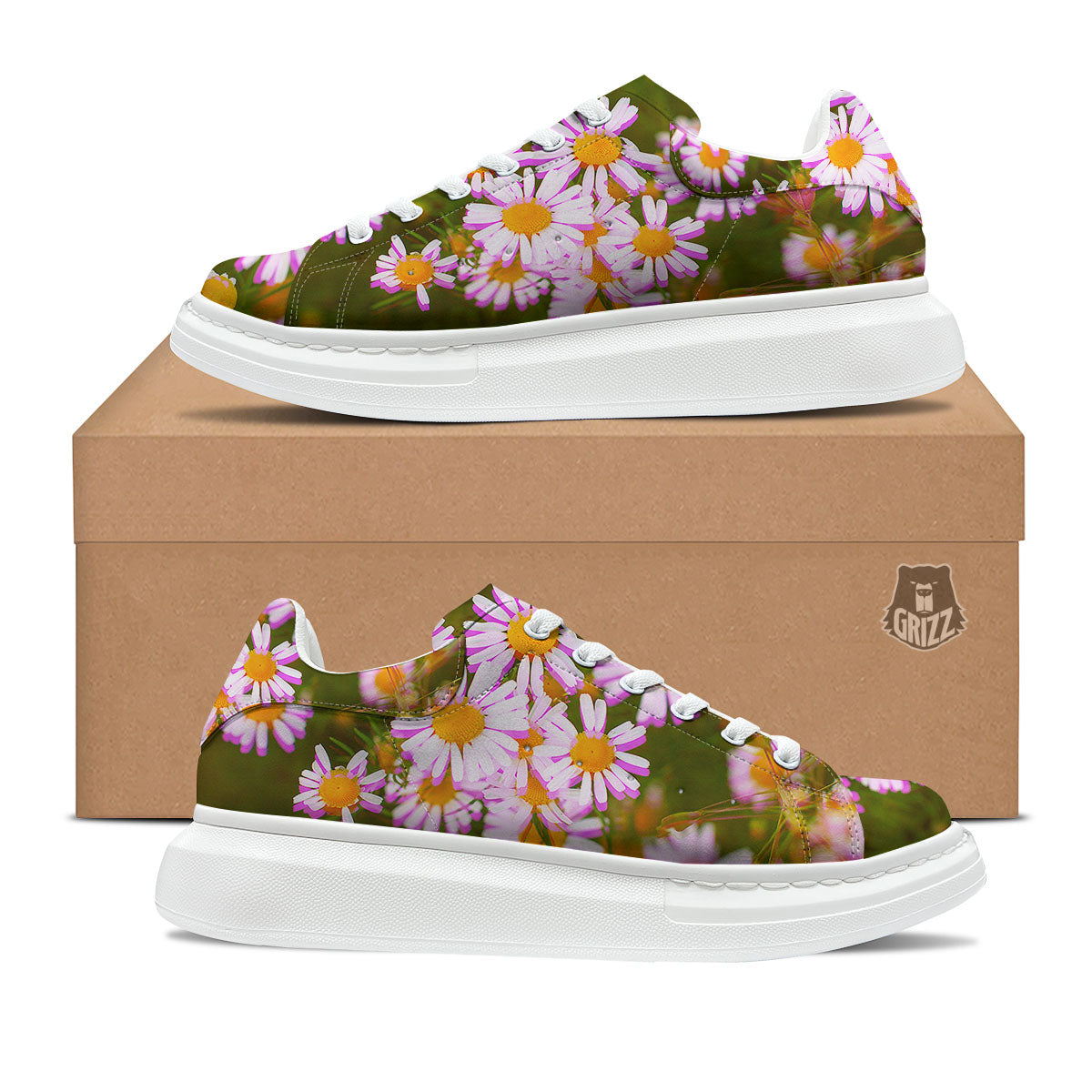 Flower Glitch Daisy Print Platform Shoes-grizzshop