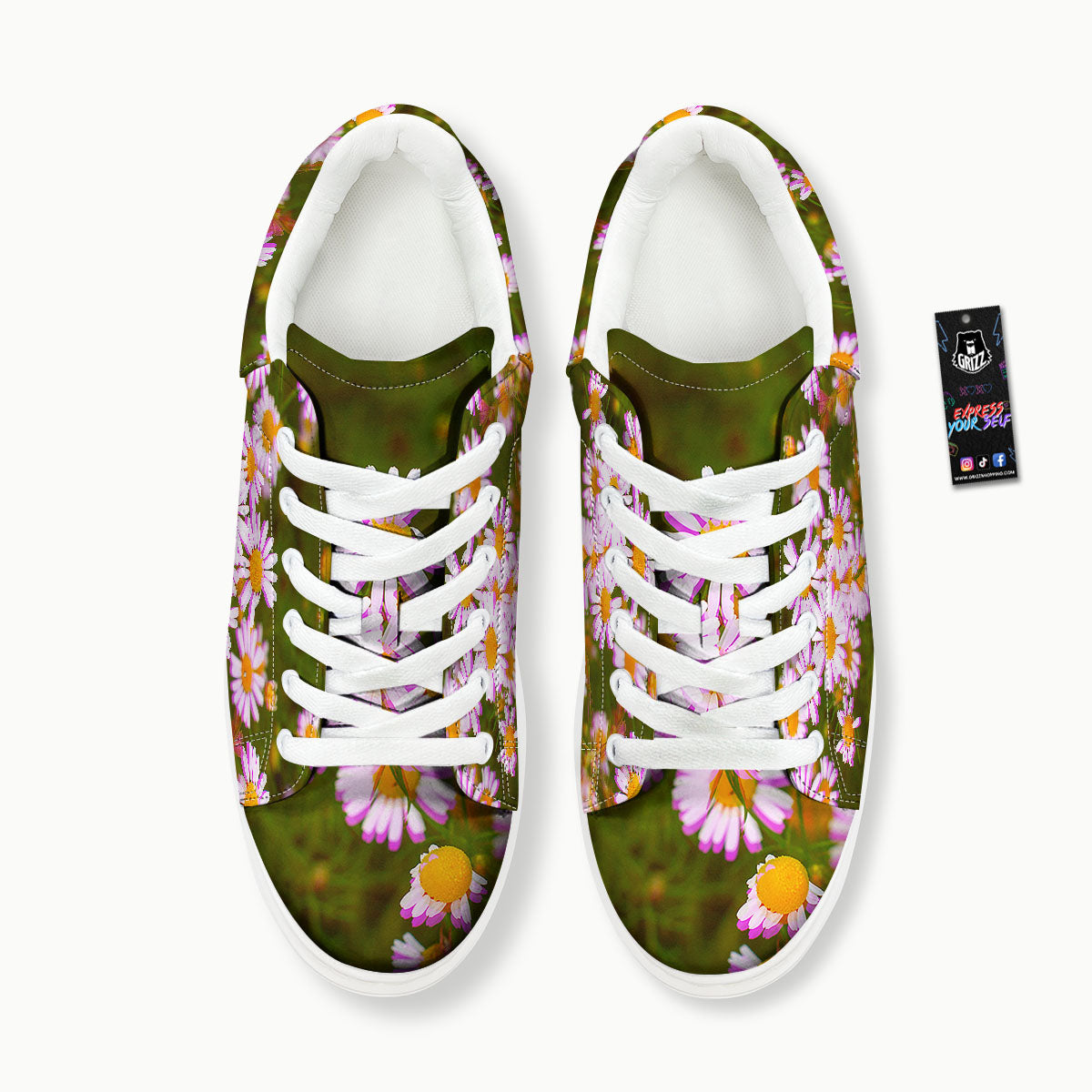Flower Glitch Daisy Print Platform Shoes-grizzshop