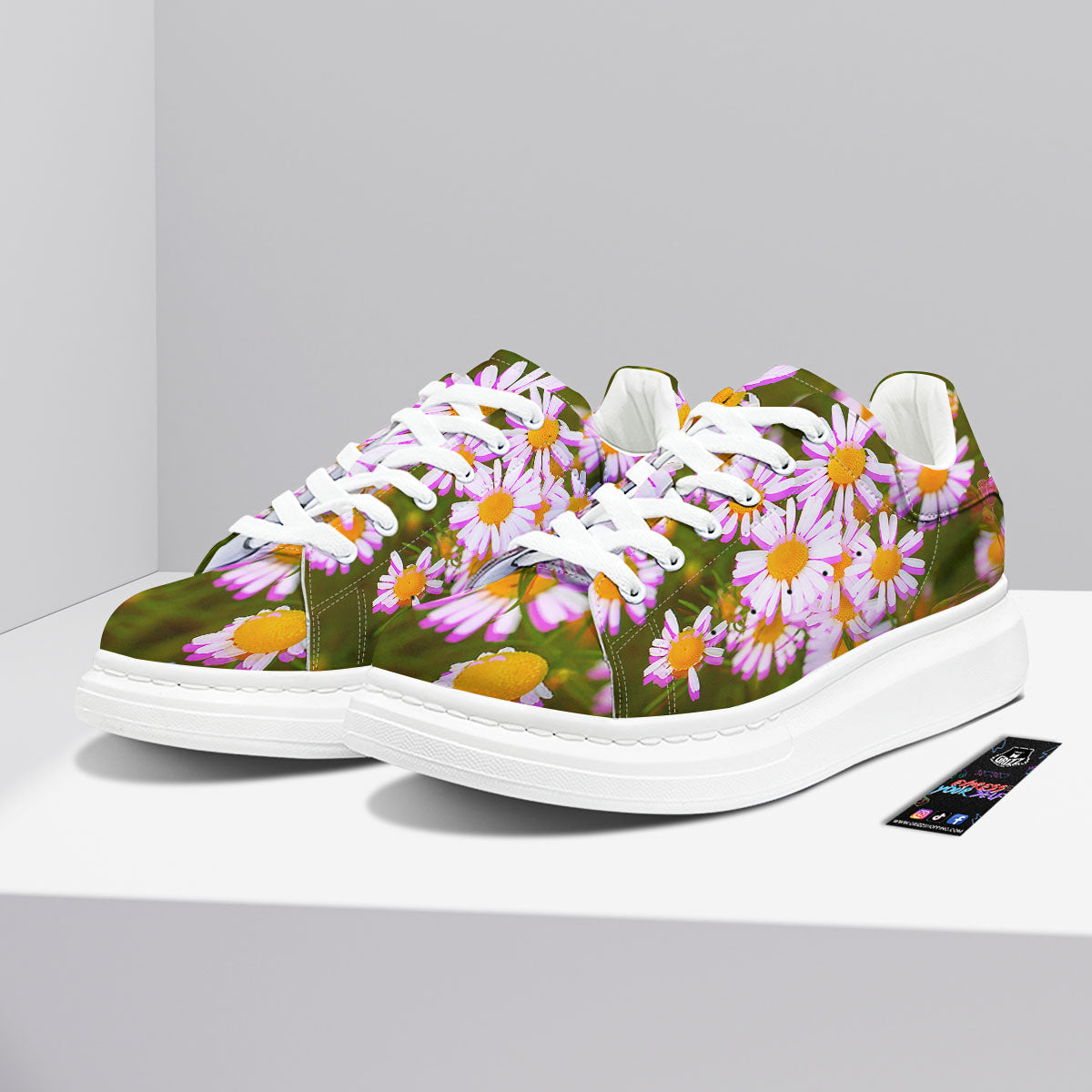 Flower Glitch Daisy Print Platform Shoes-grizzshop
