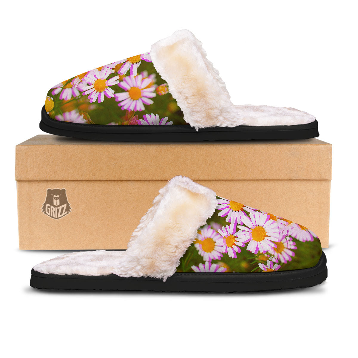 Flower Glitch Daisy Print Slippers-grizzshop