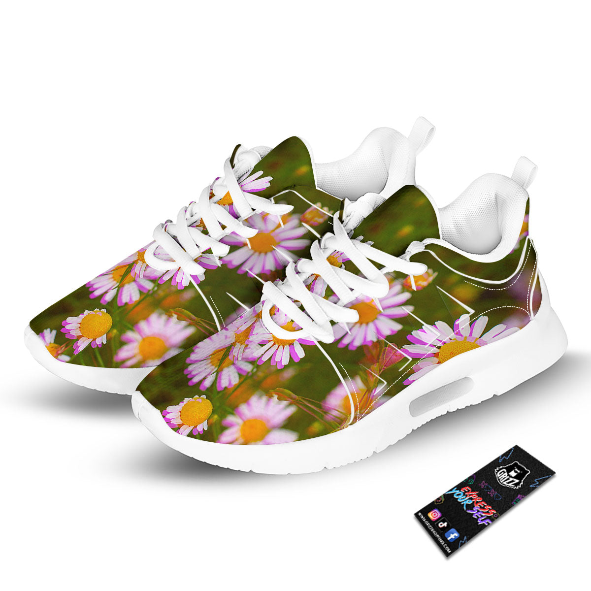 Flower Glitch Daisy Print Tennis Shoes-grizzshop