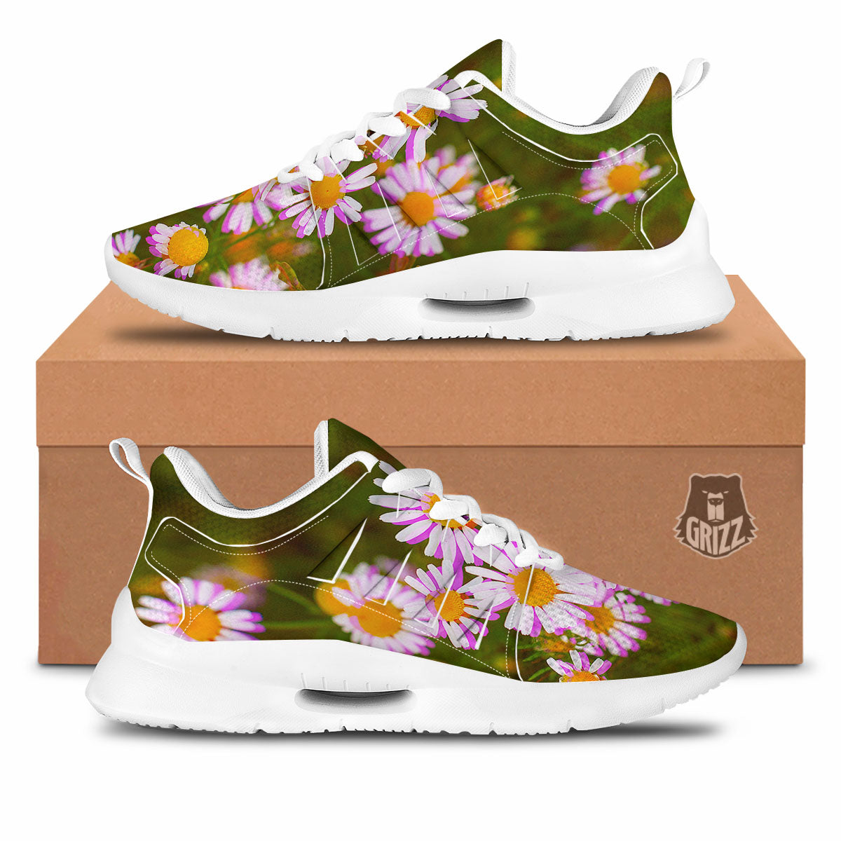 Flower Glitch Daisy Print Tennis Shoes-grizzshop