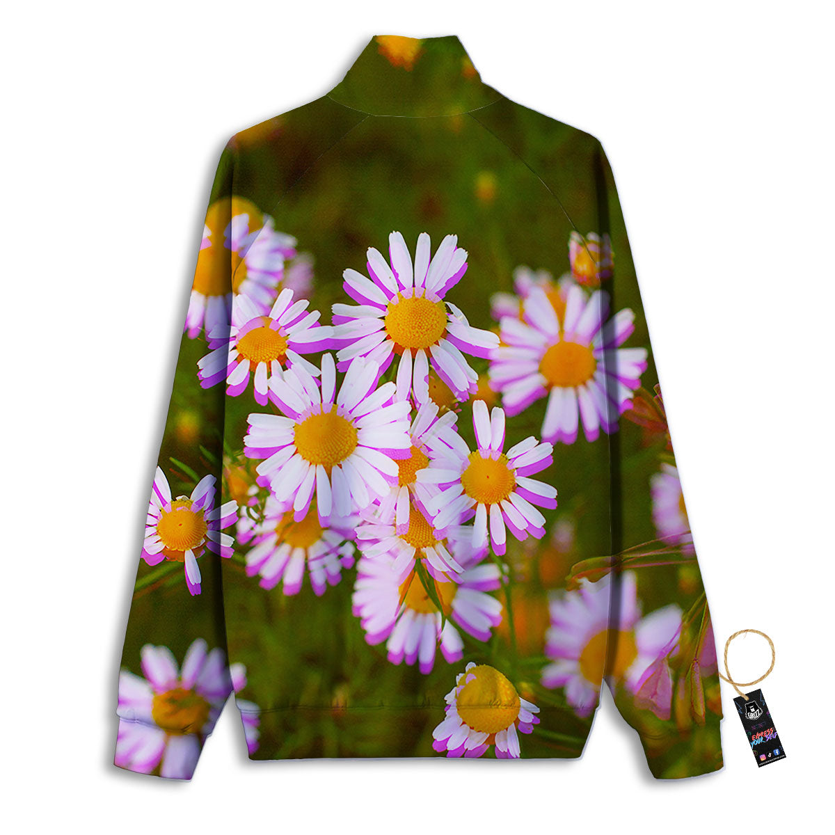 Flower Glitch Daisy Print Track Jacket-grizzshop