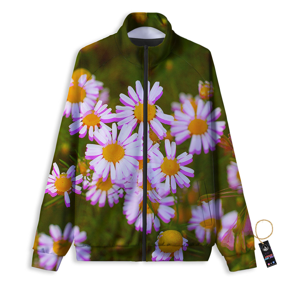 Flower Glitch Daisy Print Track Jacket-grizzshop