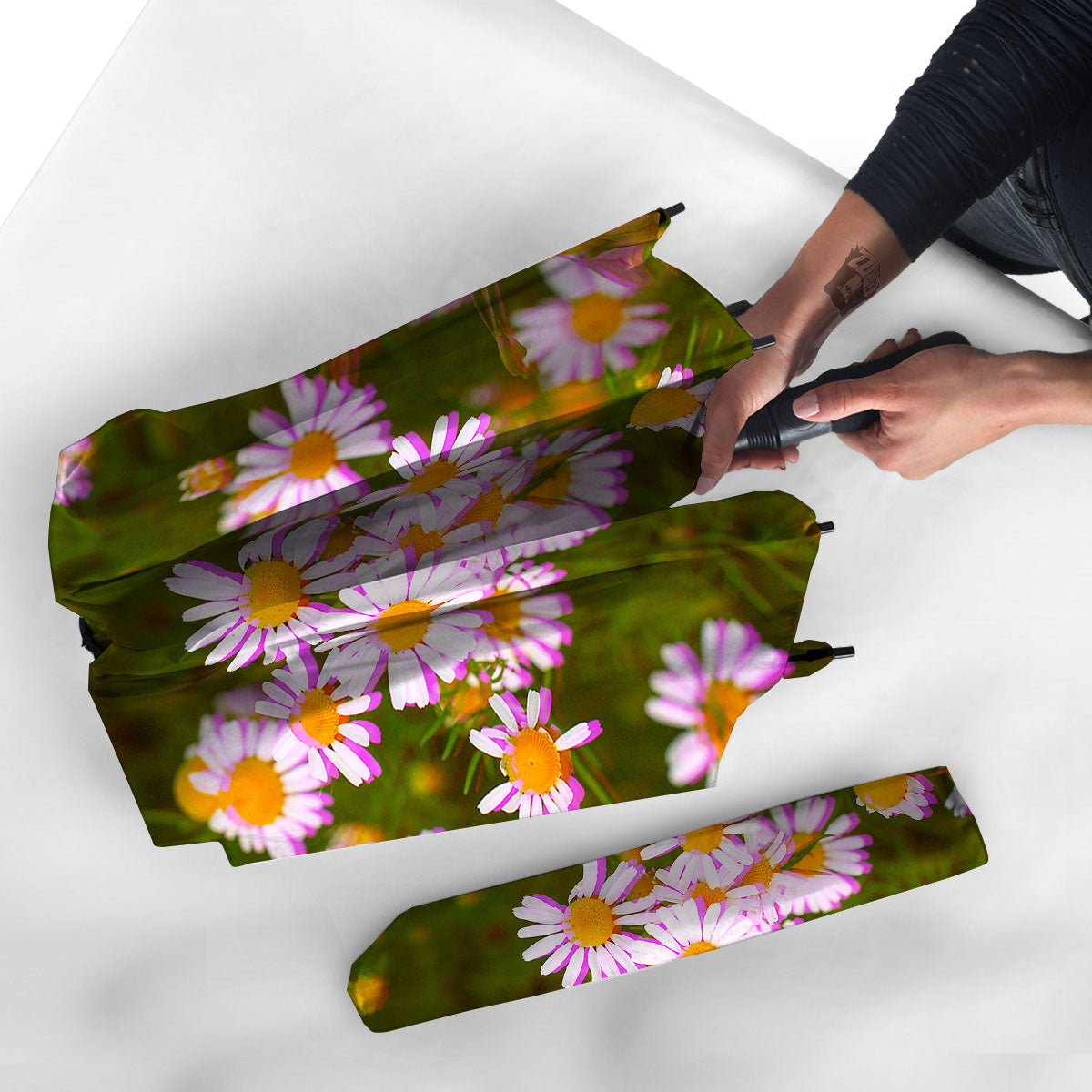 Flower Glitch Daisy Print Umbrella-grizzshop