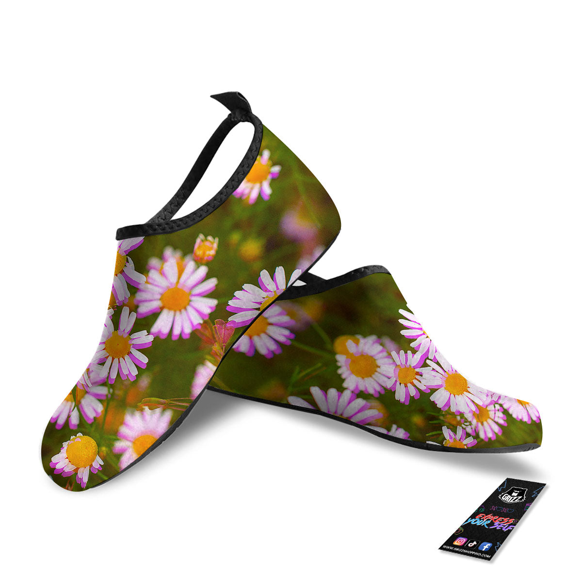 Flower Glitch Daisy Print Water Shoes-grizzshop