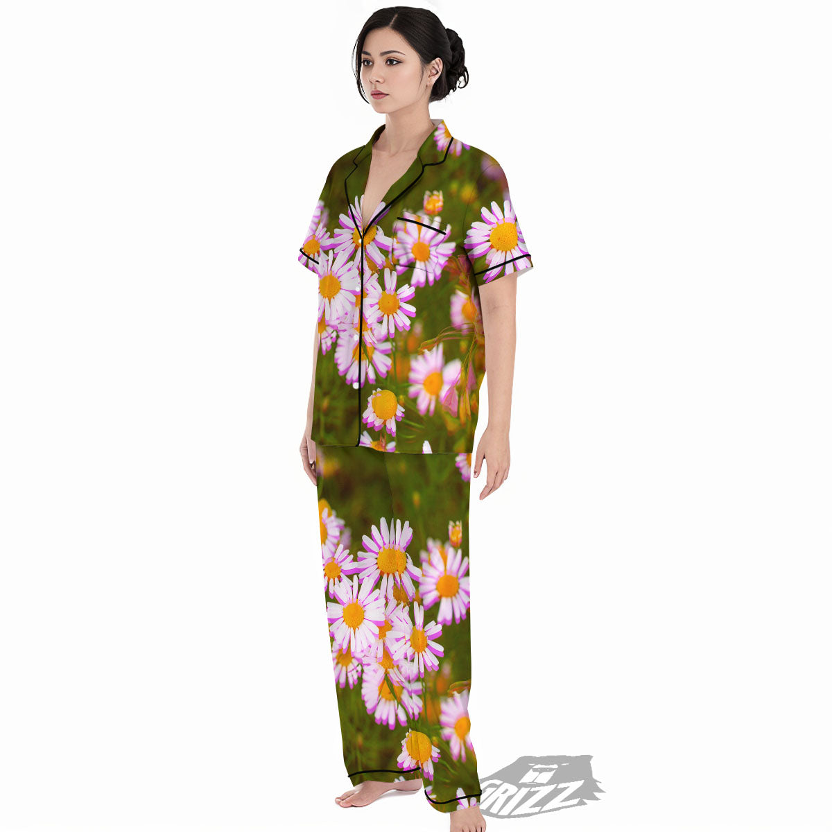 Flower Glitch Daisy Print Women's Pajamas Set-grizzshop