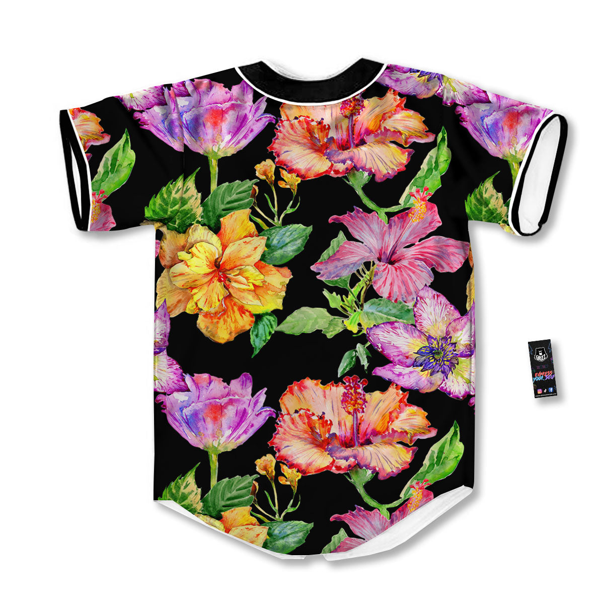Flower Hawaiian Aloha Print Baseball Jersey-grizzshop