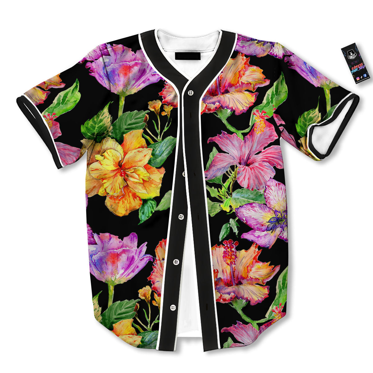 Flower Hawaiian Aloha Print Baseball Jersey-grizzshop