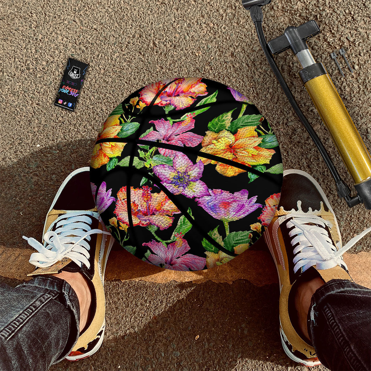 Flower Hawaiian Aloha Print Basketball-grizzshop