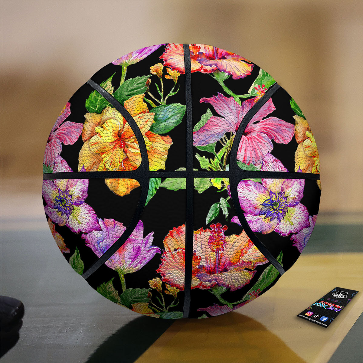 Flower Hawaiian Aloha Print Basketball-grizzshop