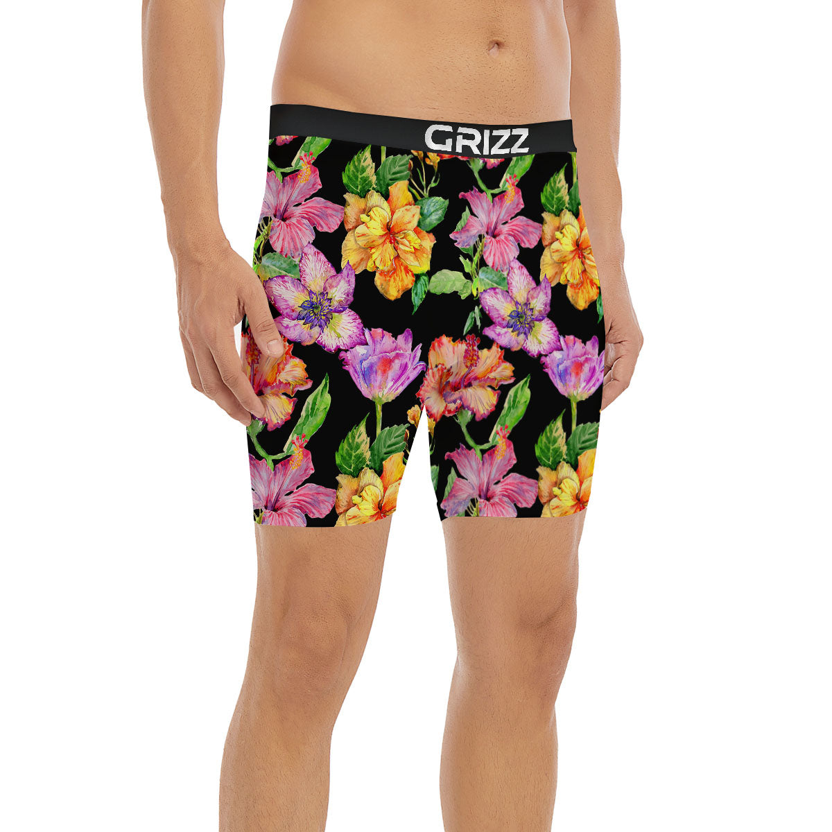 Flower Hawaiian Aloha Print Boxer Briefs-grizzshop