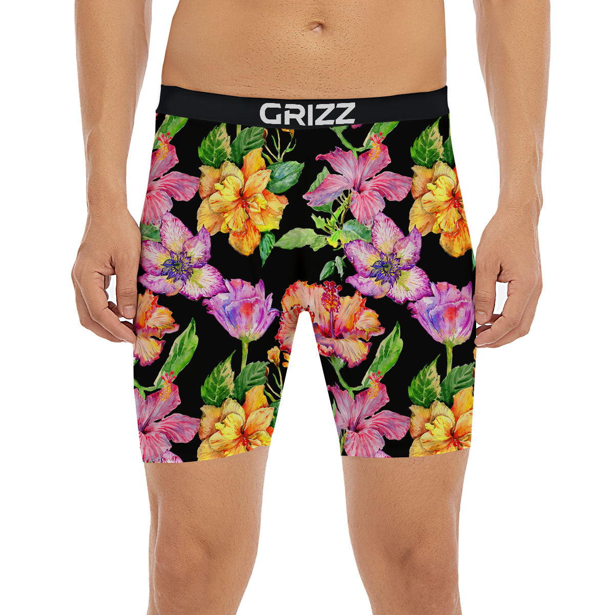 Flower Hawaiian Aloha Print Boxer Briefs-grizzshop