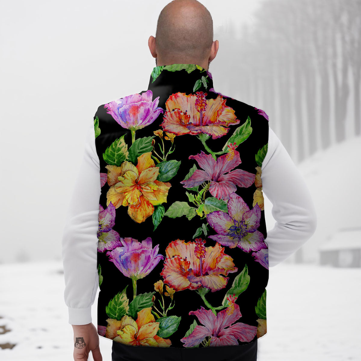Flower Hawaiian Aloha Print Down Vest