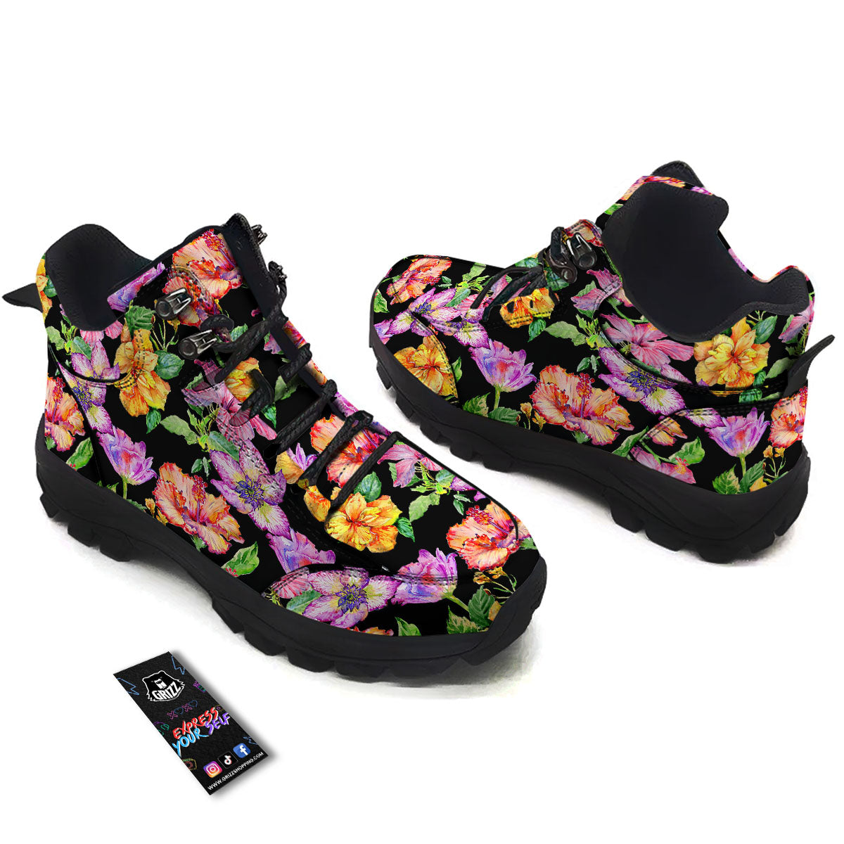 Flower Hawaiian Aloha Print Hiking Shoes-grizzshop