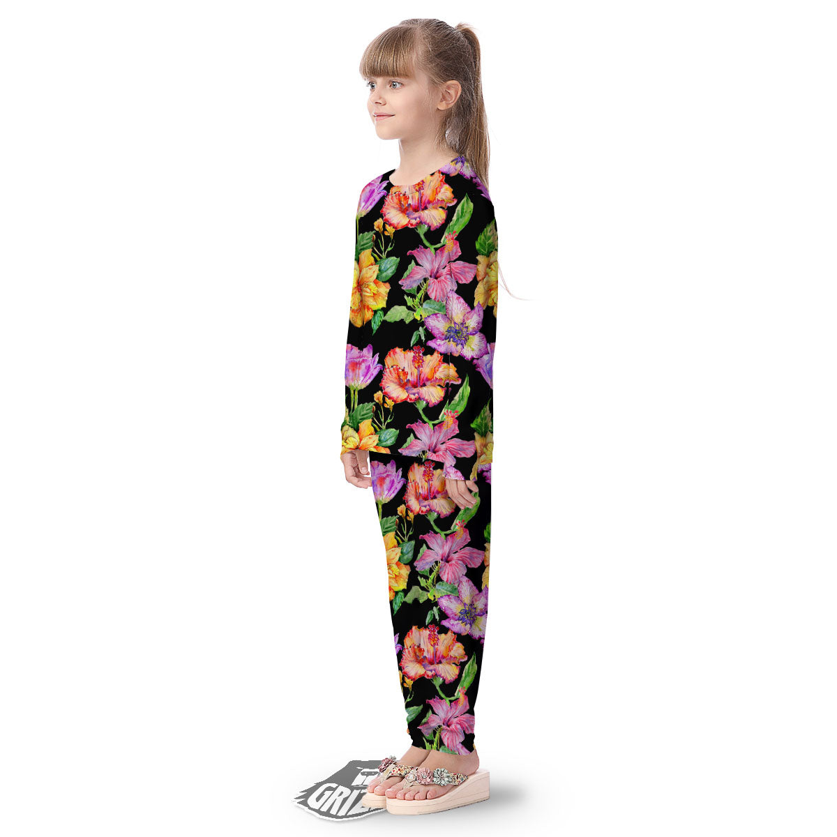 Flower Hawaiian Aloha Print Kid's Pajamas-grizzshop