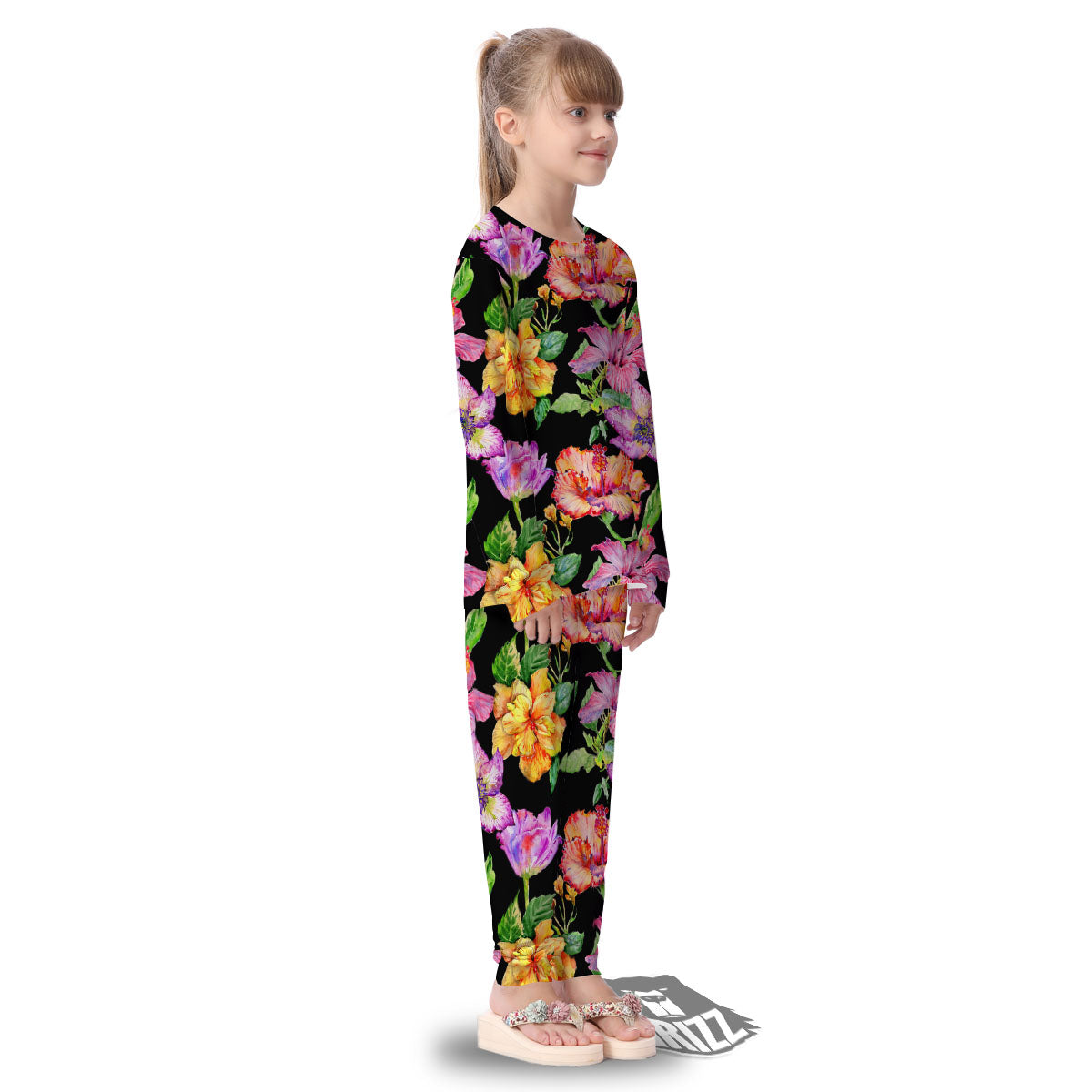Flower Hawaiian Aloha Print Kid's Pajamas-grizzshop