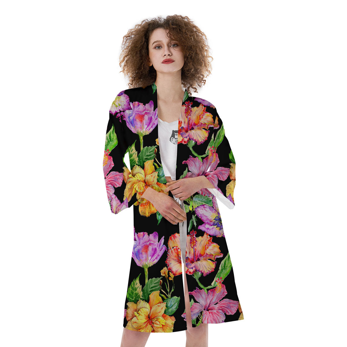 Flower Hawaiian Aloha Print Kimono-grizzshop