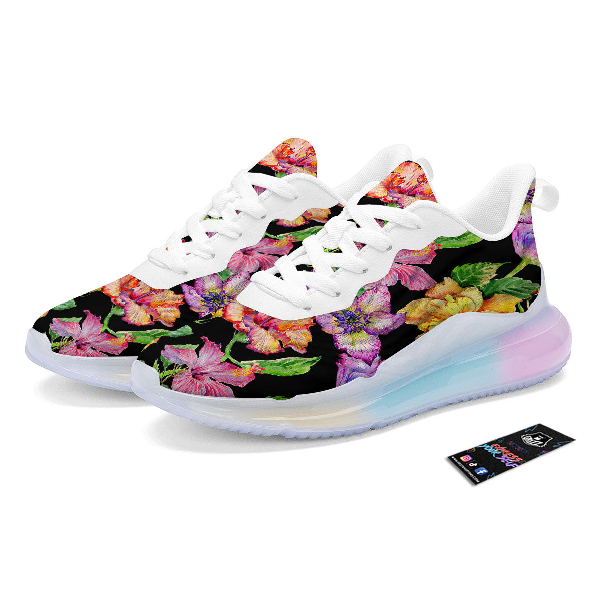 Flower Hawaiian Aloha Print Running Sneakers-grizzshop