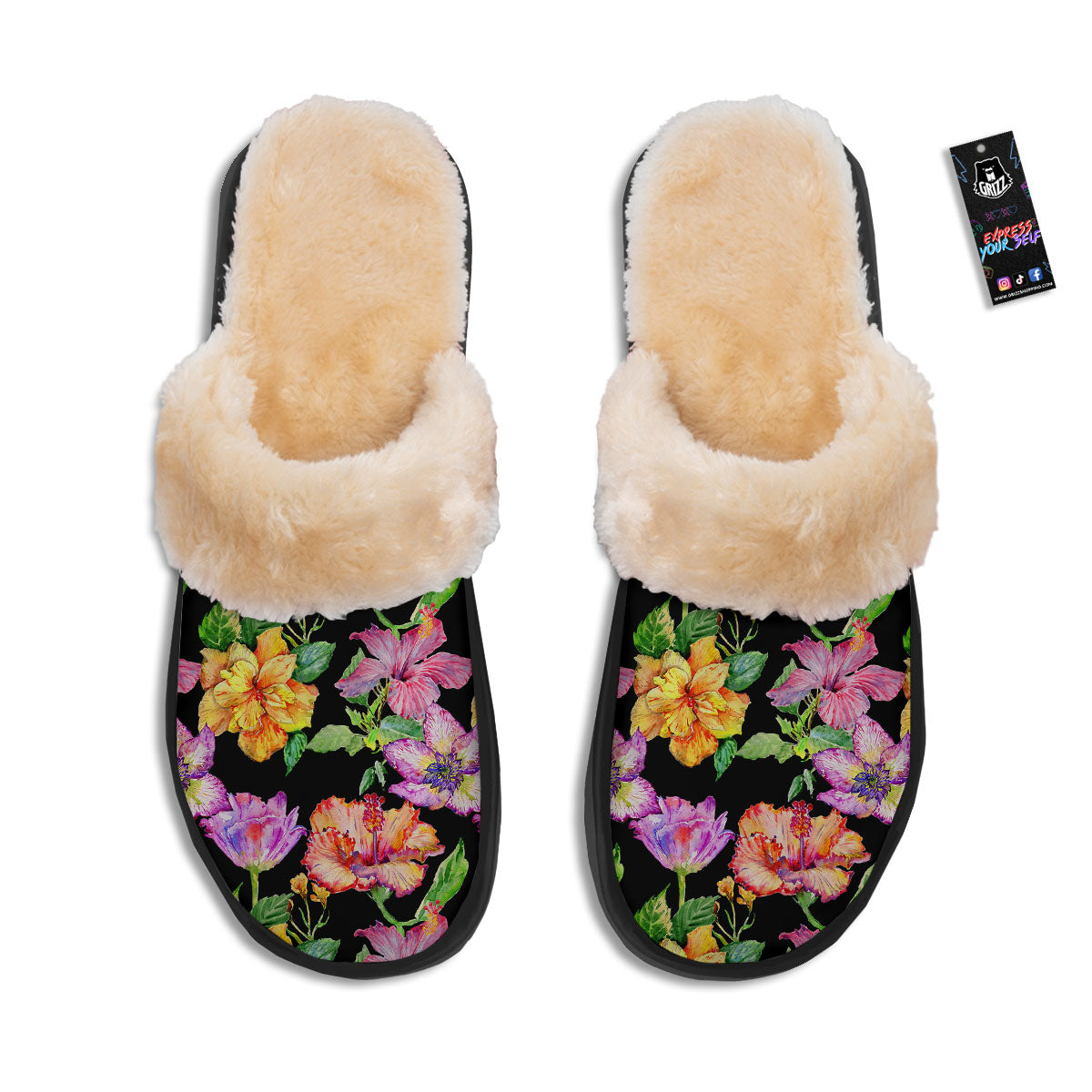 Flower Hawaiian Aloha Print Slippers-grizzshop
