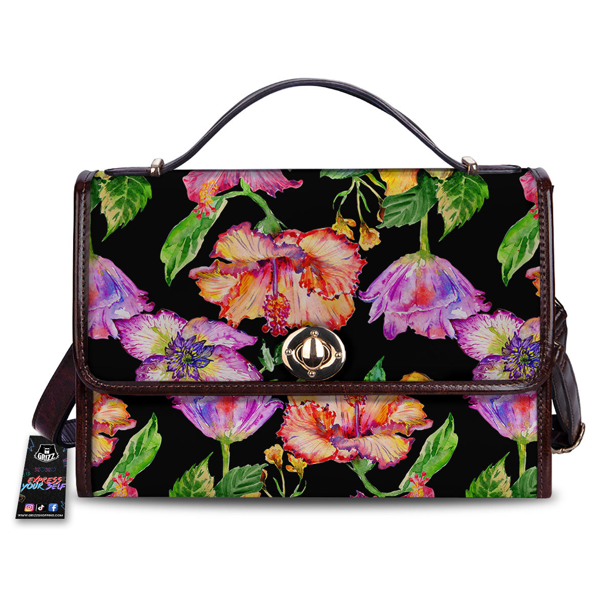 Flower Hawaiian Aloha Print Women's Satchel Bag-grizzshop