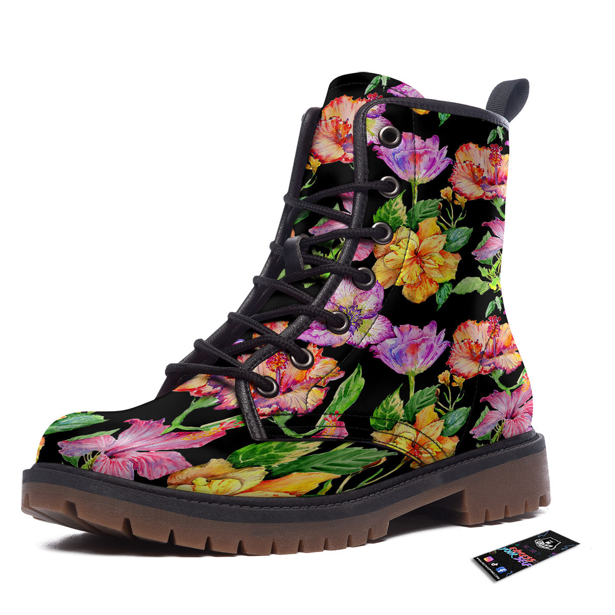 Flower Hawaiian Aloha Print Work Boots-grizzshop