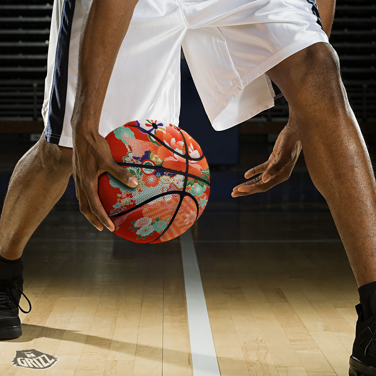 Flower Japanese Print Basketball-grizzshop