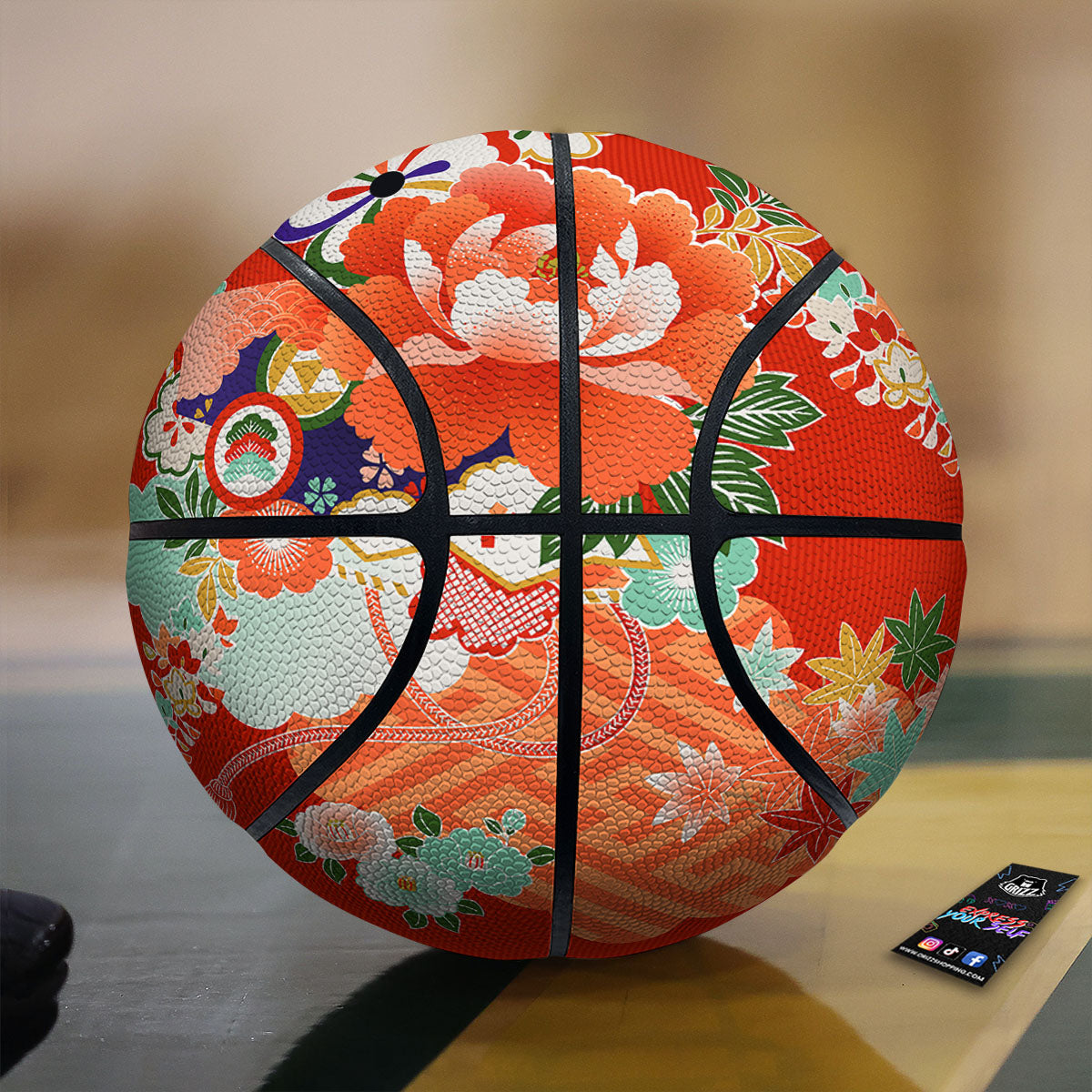 Flower Japanese Print Basketball-grizzshop