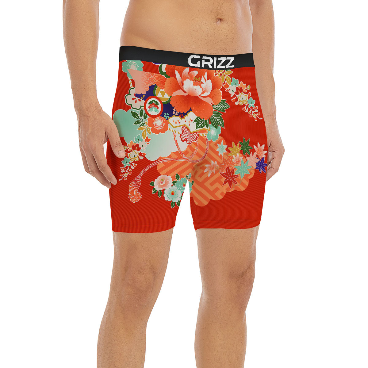 Flower Japanese Print Boxer Briefs-grizzshop