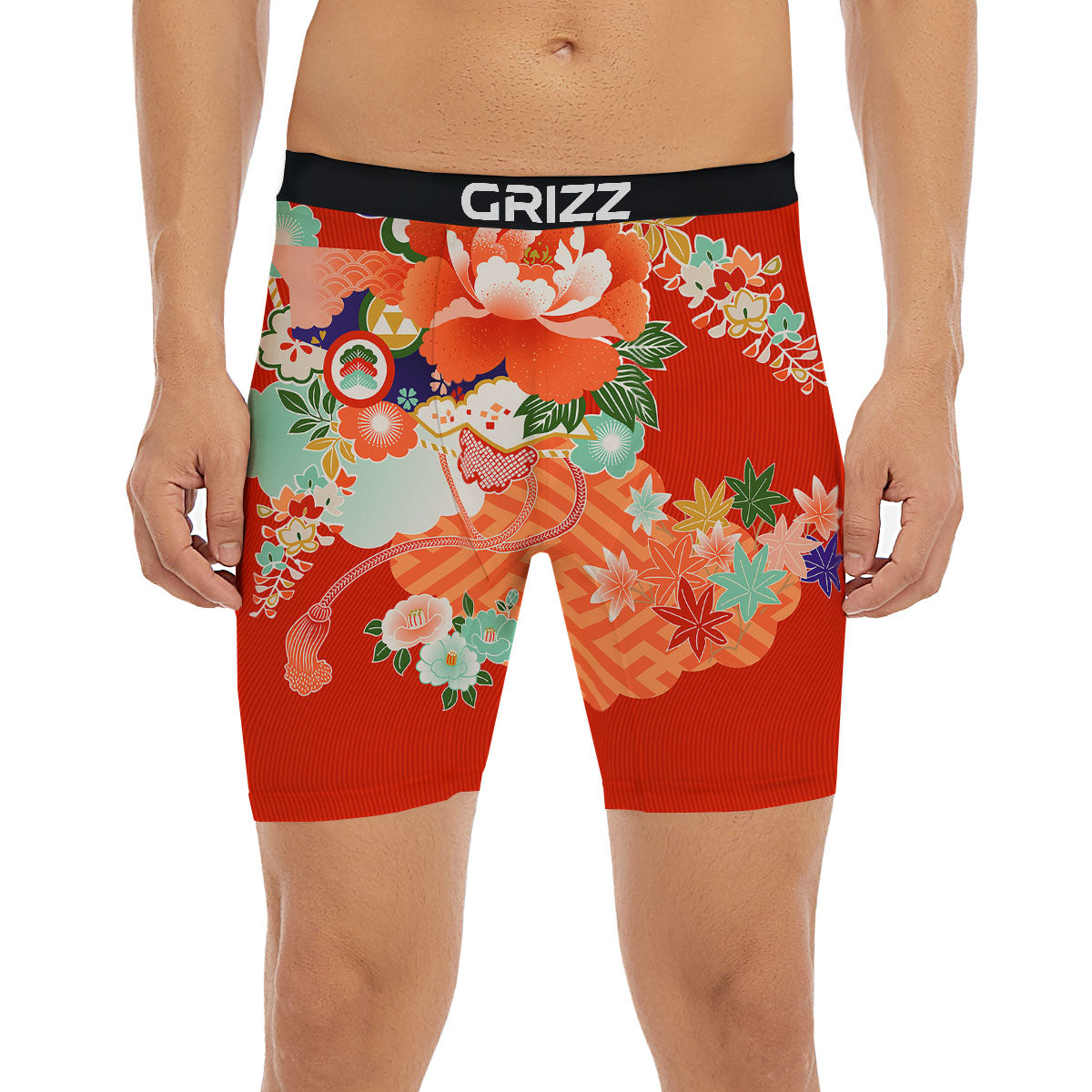 Flower Japanese Print Boxer Briefs-grizzshop