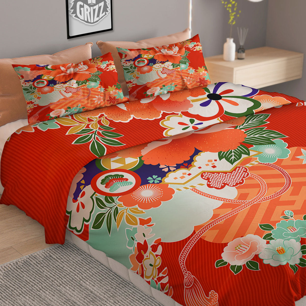 Flower Japanese Print Duvet Cover Bedding Set