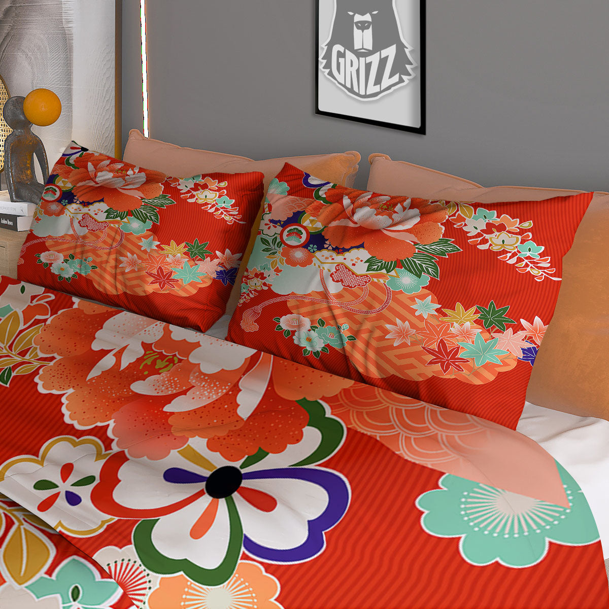 Flower Japanese Print Duvet Cover Bedding Set