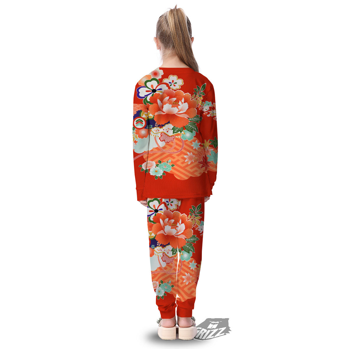 Flower Japanese Print Kid's Pajamas-grizzshop