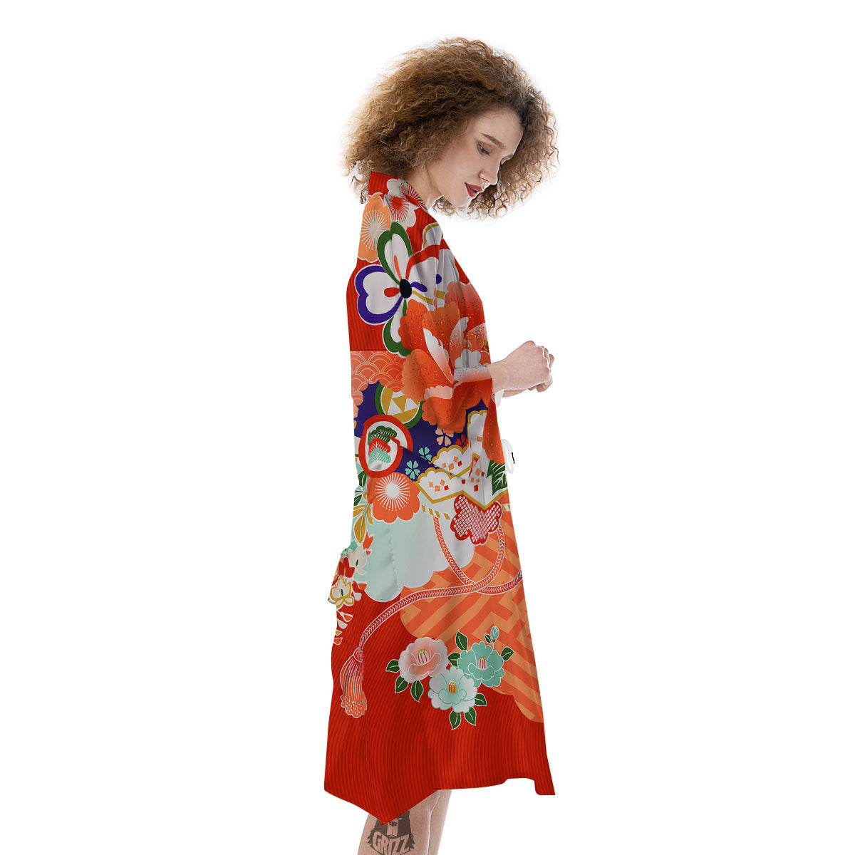 Flower Japanese Print Kimono-grizzshop